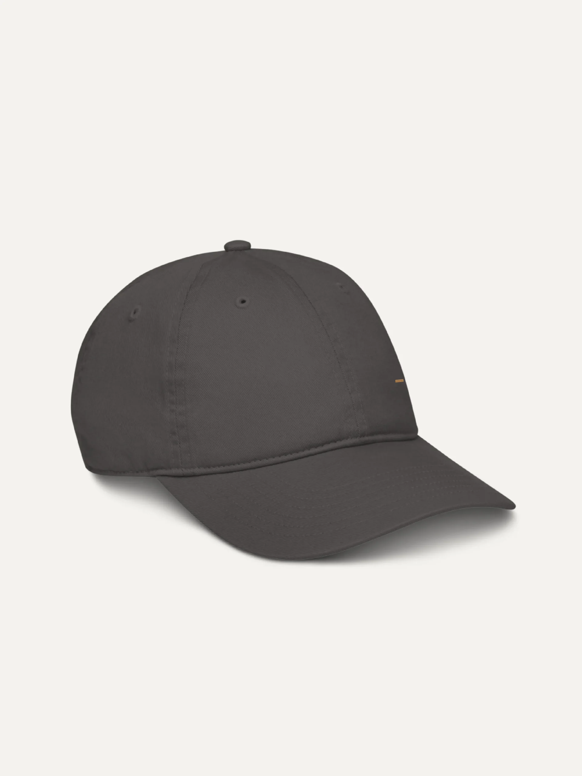Displaced Ground Organic Cotton Twill Cap — Charcoal, right-angle view