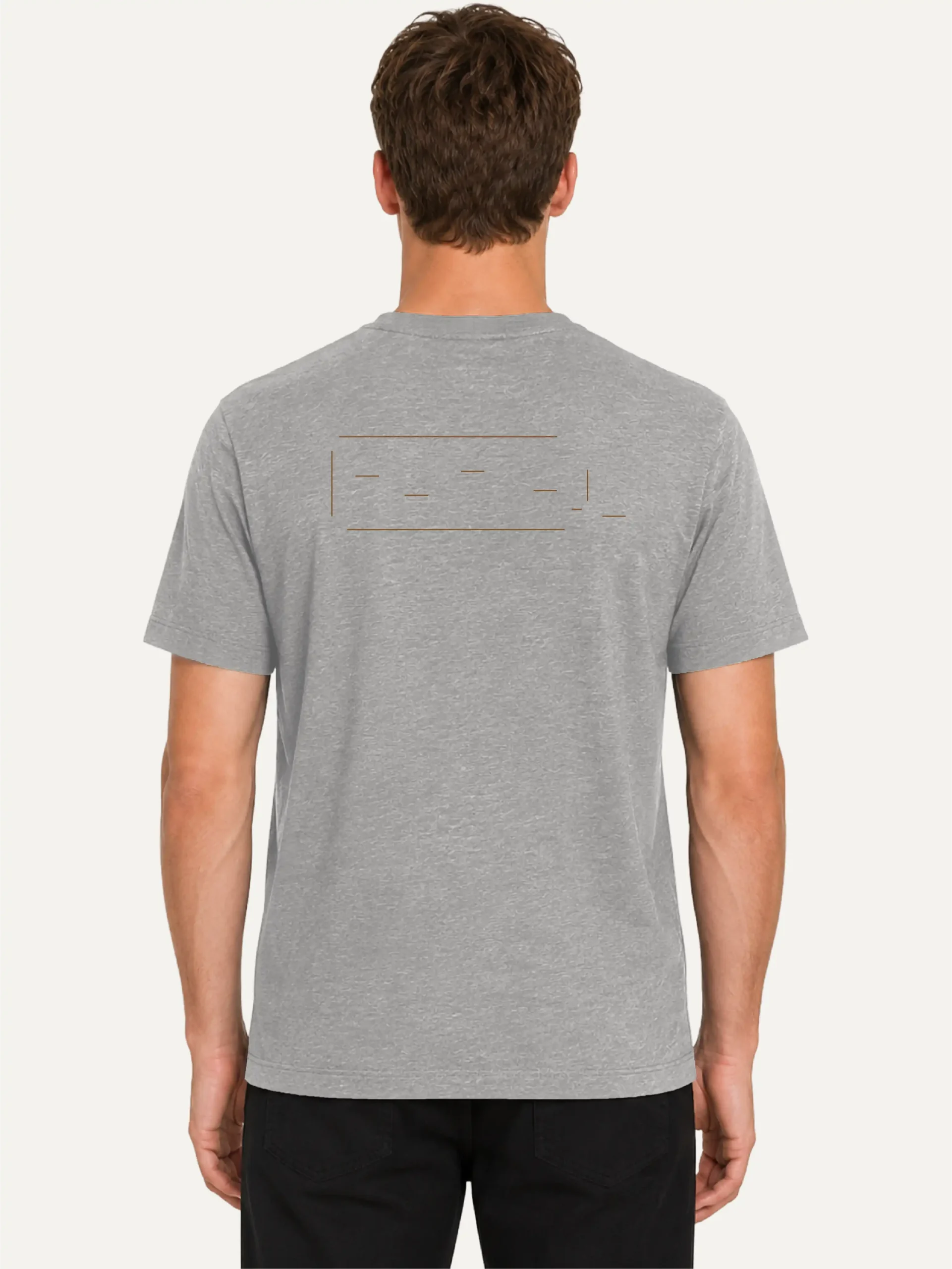 Model wearing the Displaced Ground Organic Cotton T-Shirt — Heather Grey