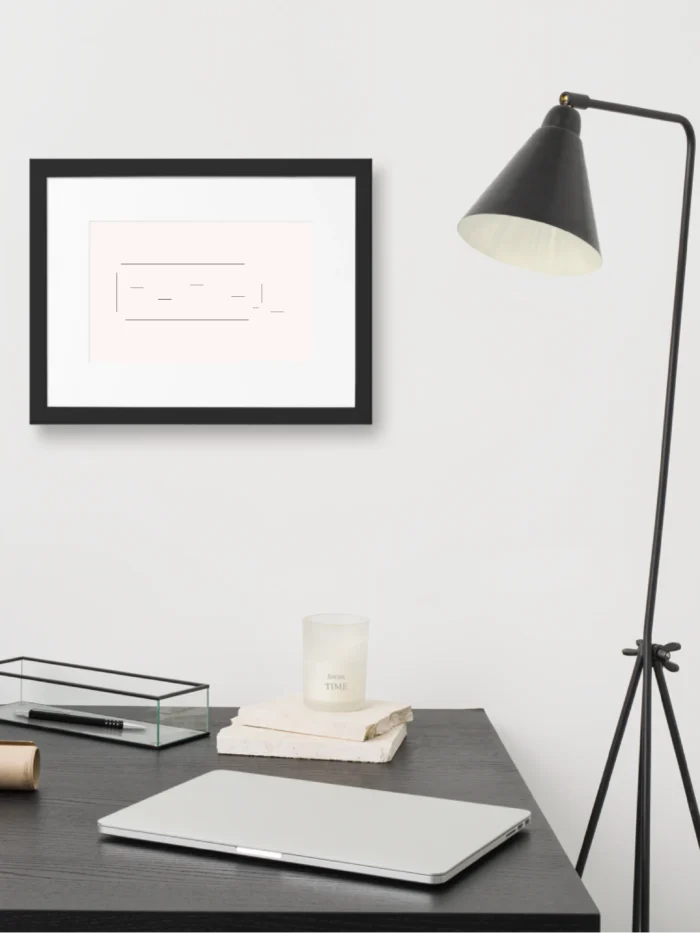 Displaced Ground — Study 03 — Framed Art Print displayed above a minimal study desk.