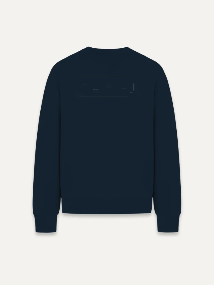 Displaced Ground French navy organic sweatshirt, back view