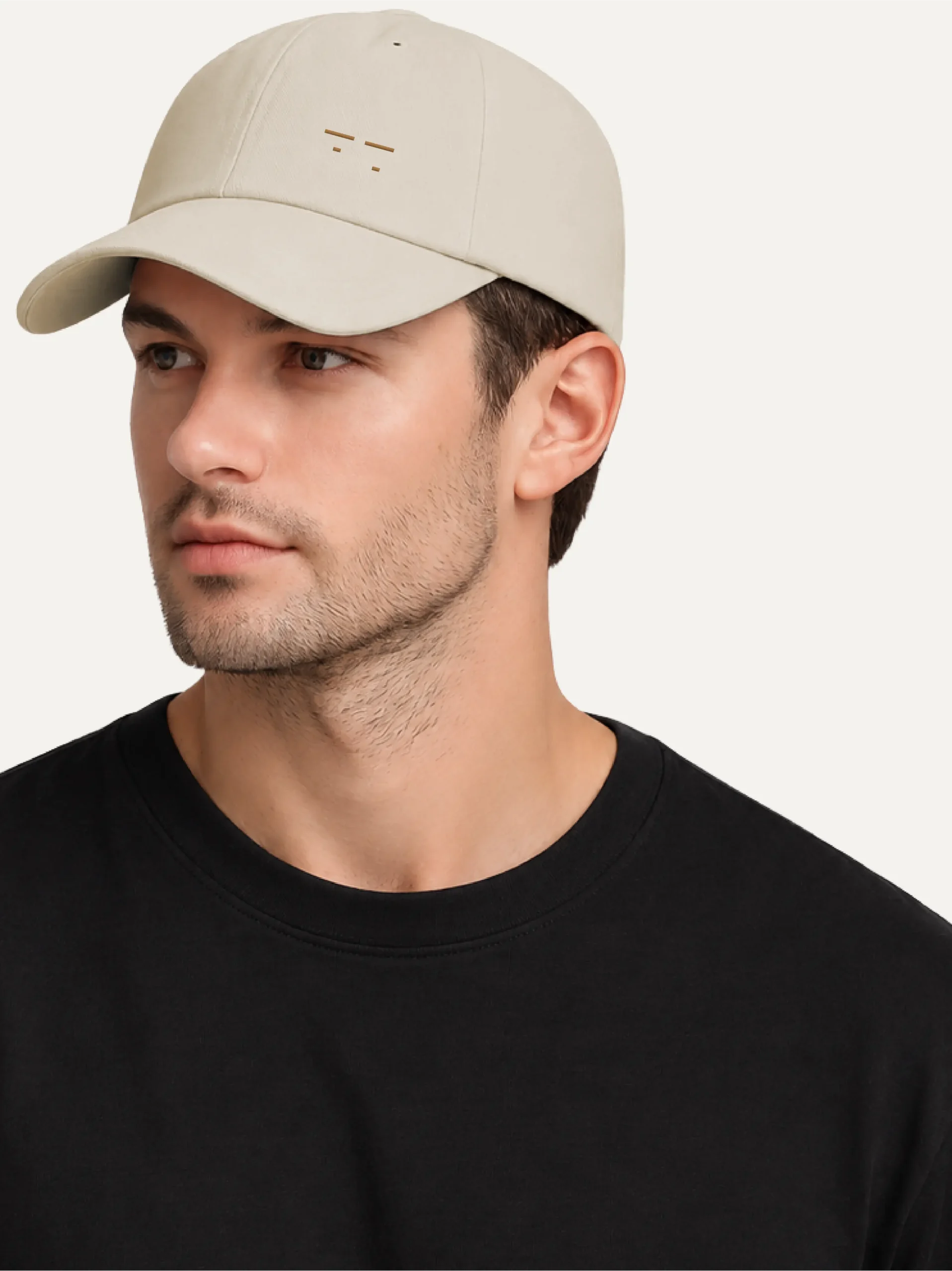 Model wearing Oyster Return Interval organic cotton cap