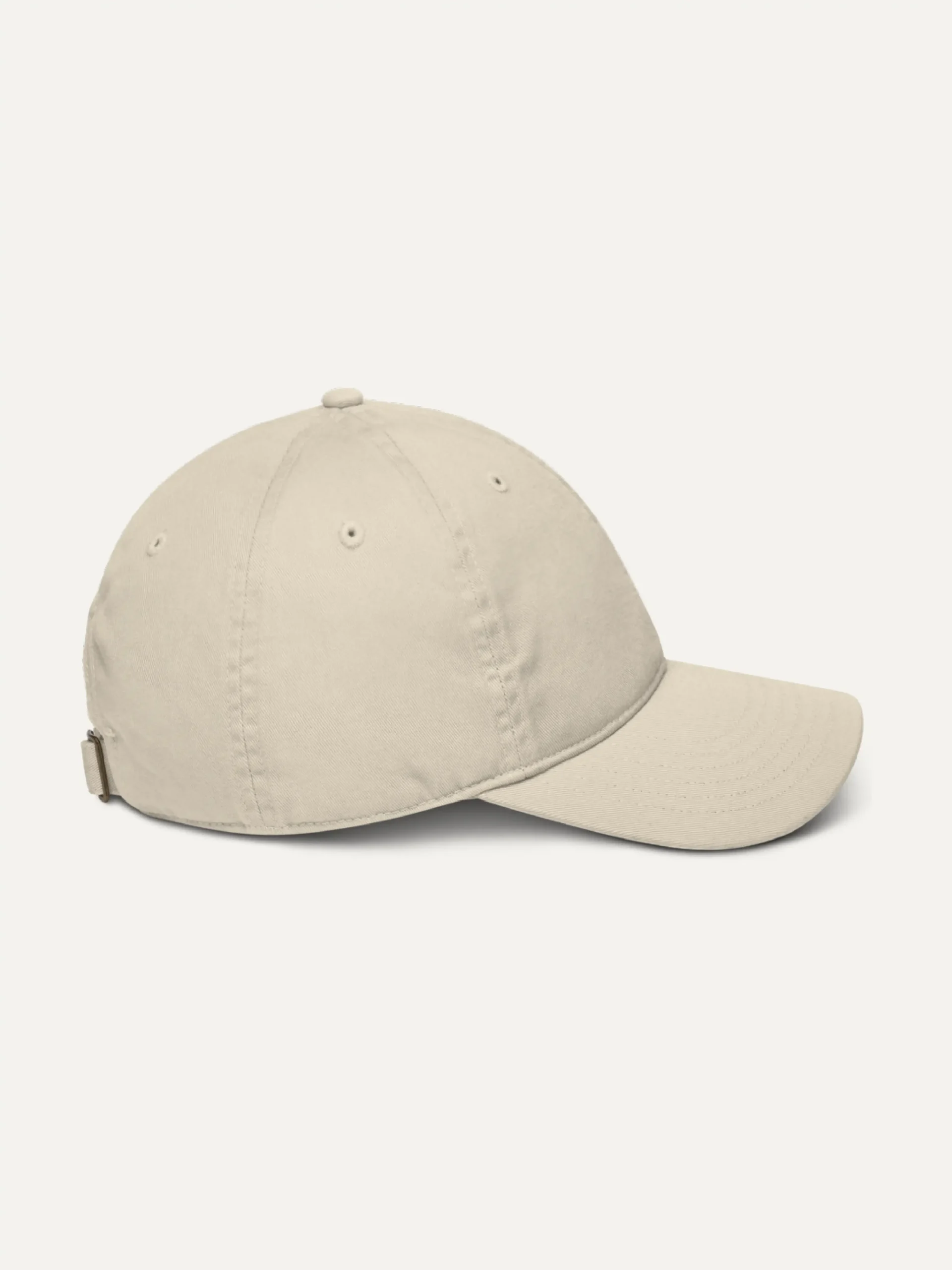 Side view of Oyster organic cotton twill cap