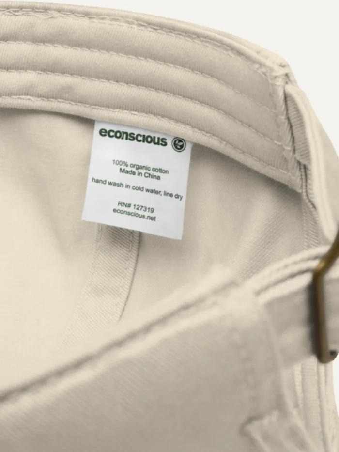 Organic cotton label inside Oyster adjustable twill cap