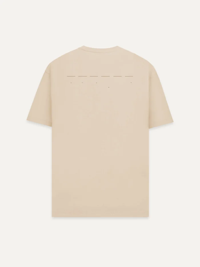 Desert Dust organic T-shirt with minimal Return Interval back artwork