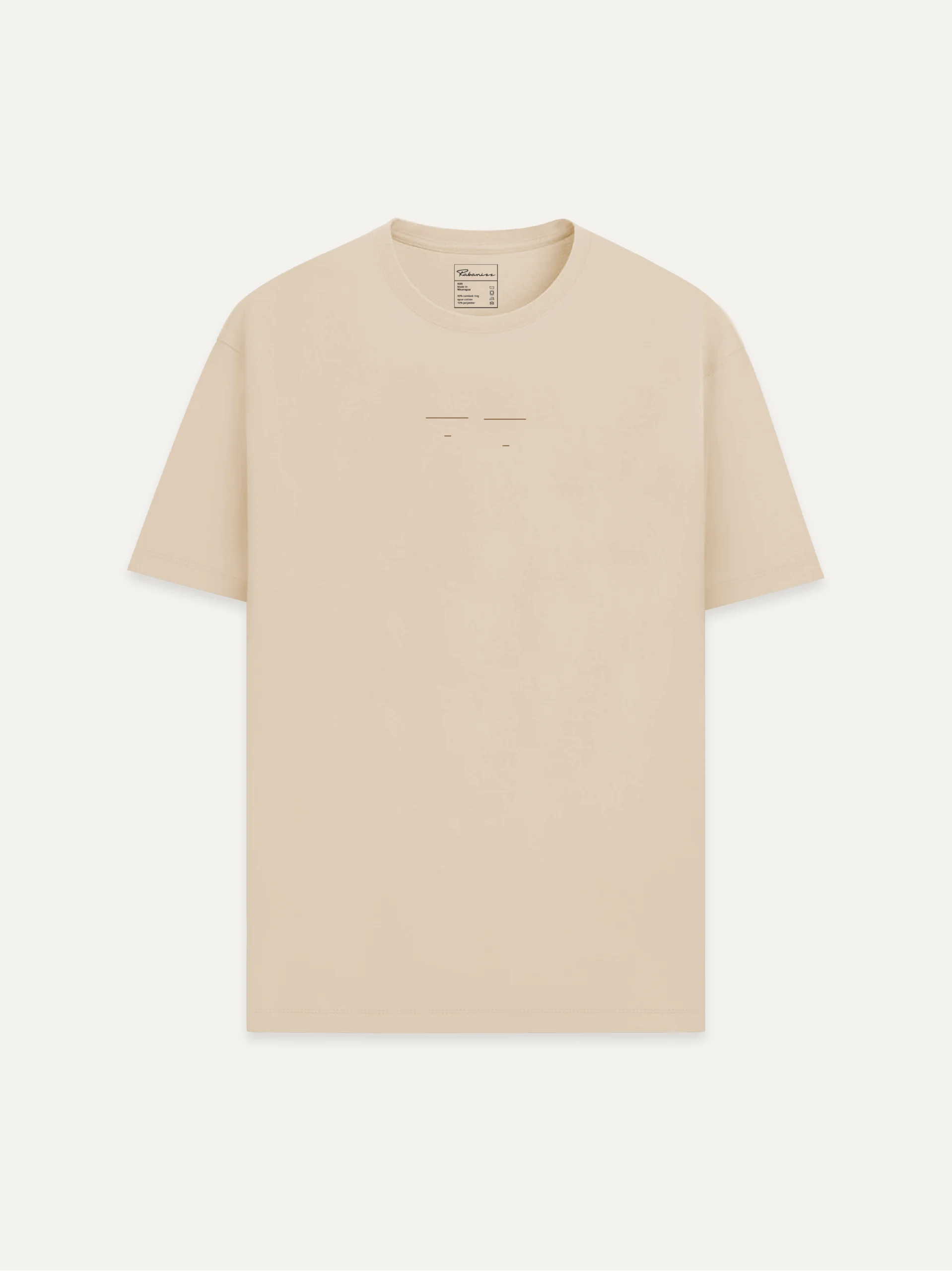Desert Dust organic T-shirt with minimal centre-chest line artwork