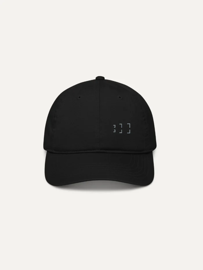 Black Second Look cap with grey embroidery on wearer’s left front panel
