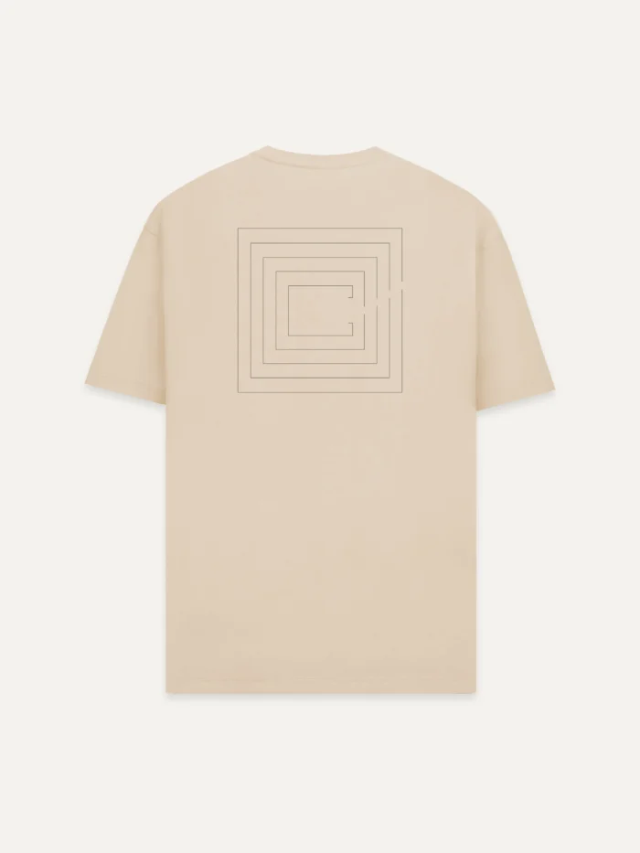 Desert Dust Second Look T-shirt with muted earth grey nested contours across back