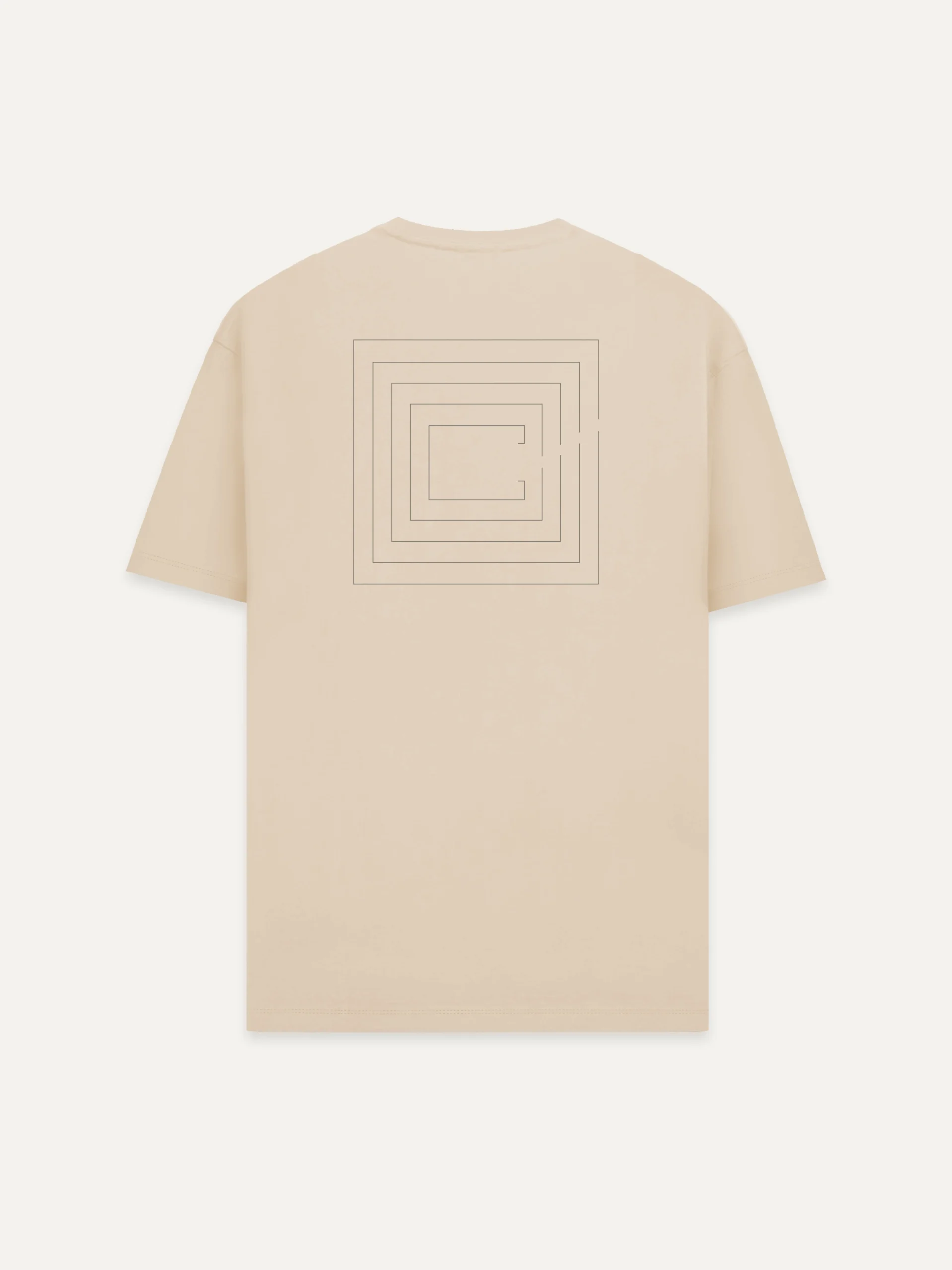 Desert Dust Second Look T-shirt with muted earth grey nested contours across back