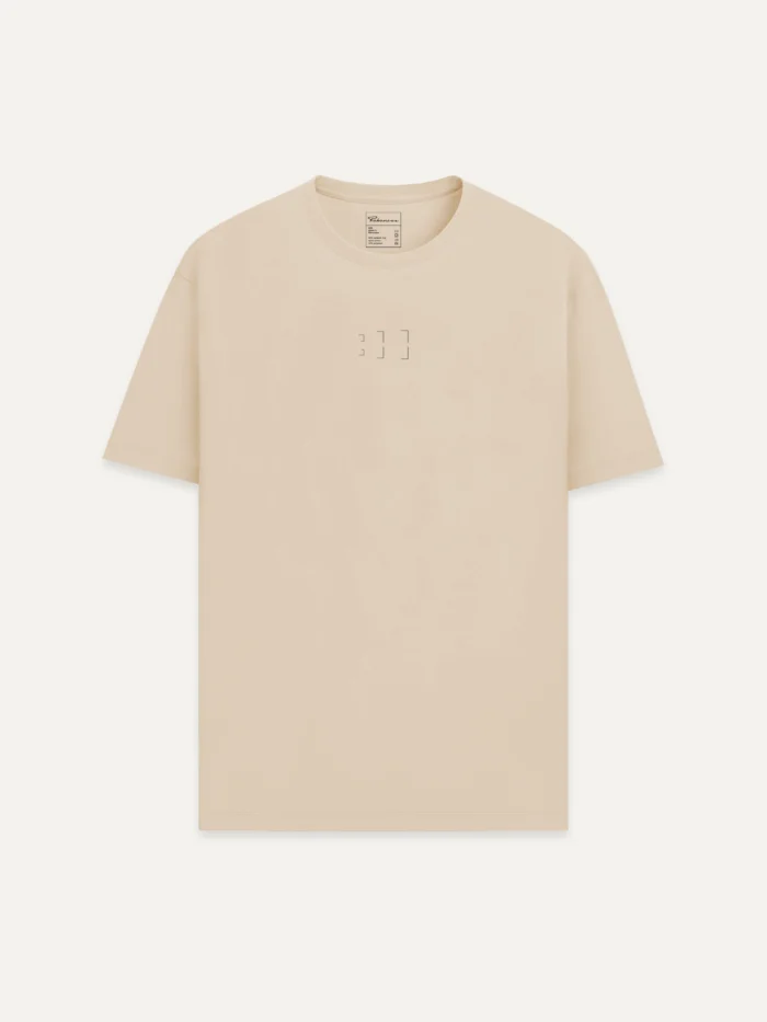 Desert Dust Second Look T-shirt with small geometric fragment at centre chest