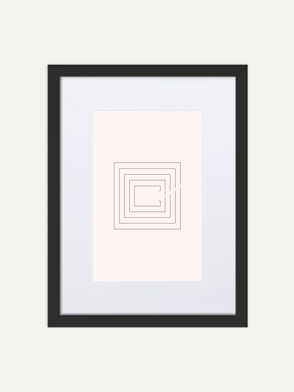 Second Look Study 01 framed art print with nested contour linework, a black frame, and white mat.