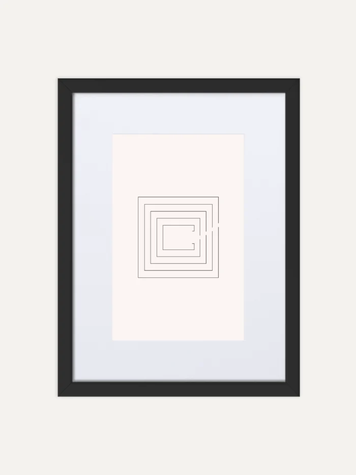Second Look geometric art print in portrait black frame with white mat