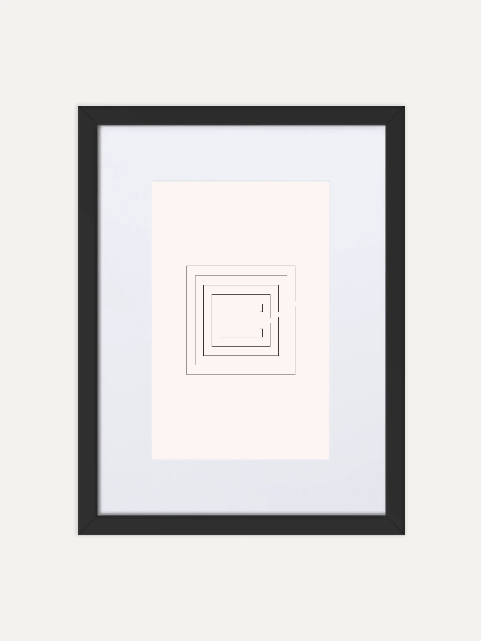 Second Look geometric art print in portrait black frame with white mat