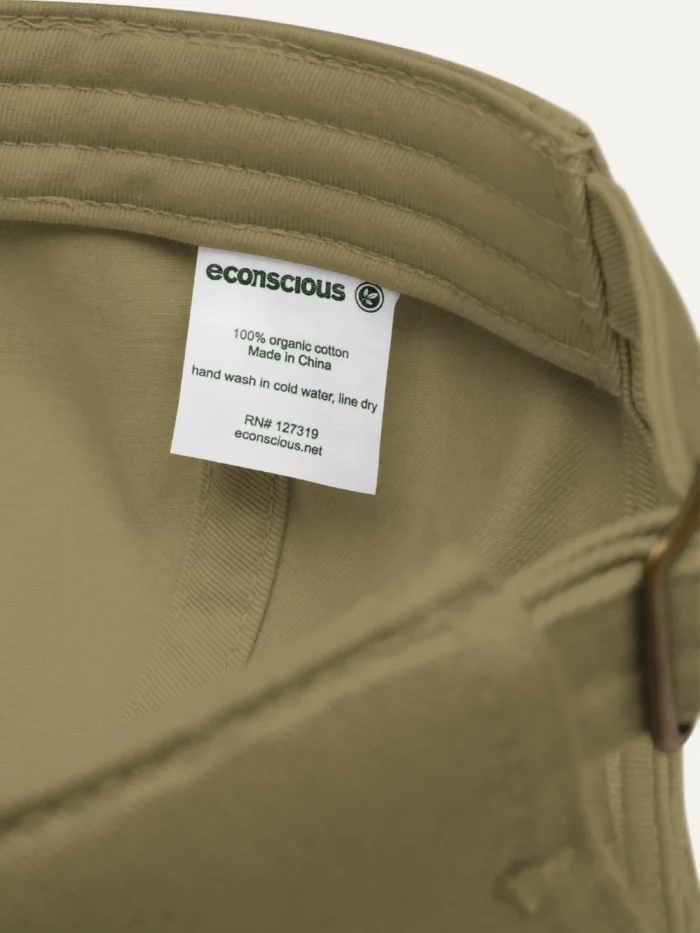 Shared Count Jungle organic cap interior label and twill detail