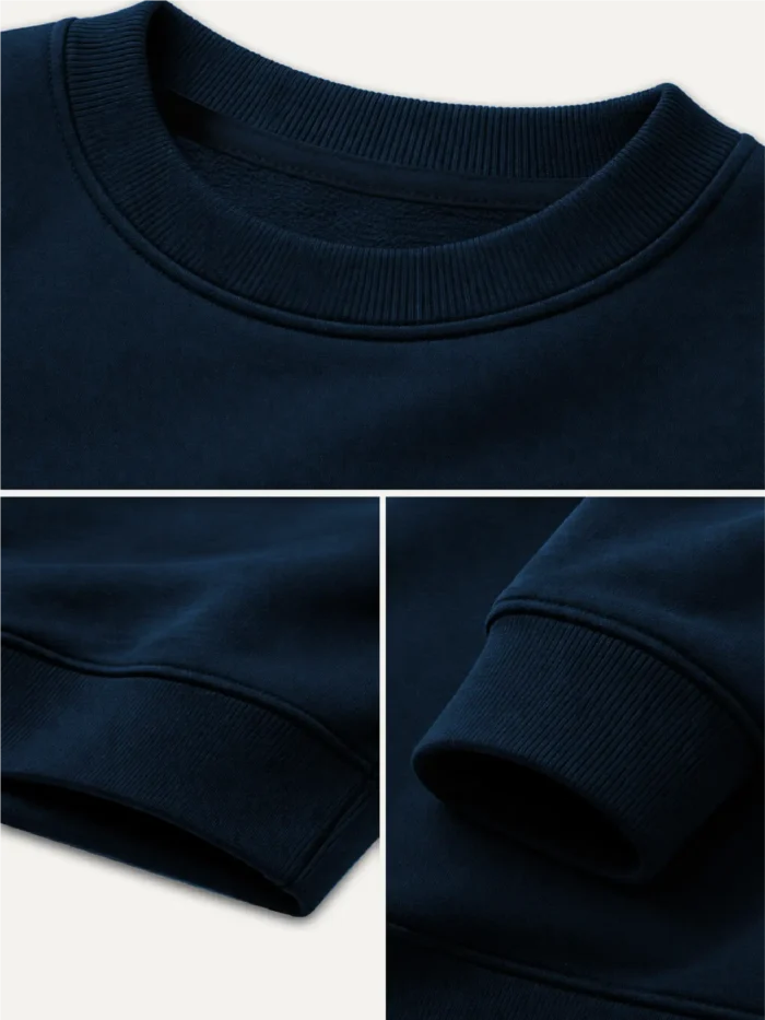 French Navy organic sweatshirt collar cuffs and brushed cotton detail