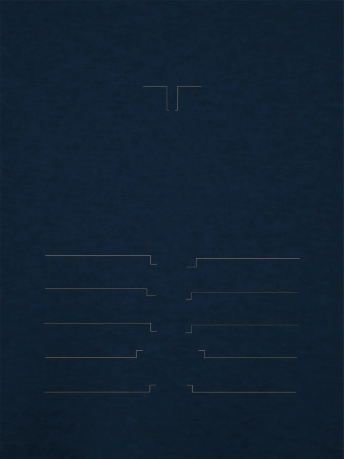 Shared Count earth-toned line artwork on French Navy cotton
