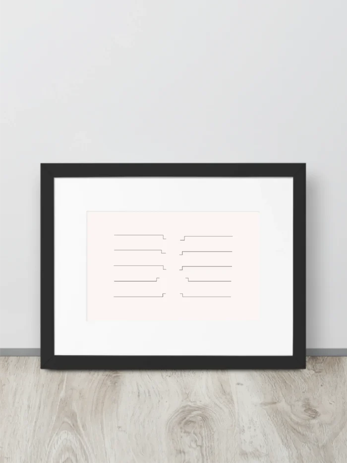 Shared Count framed wall art displayed against minimal interior wall