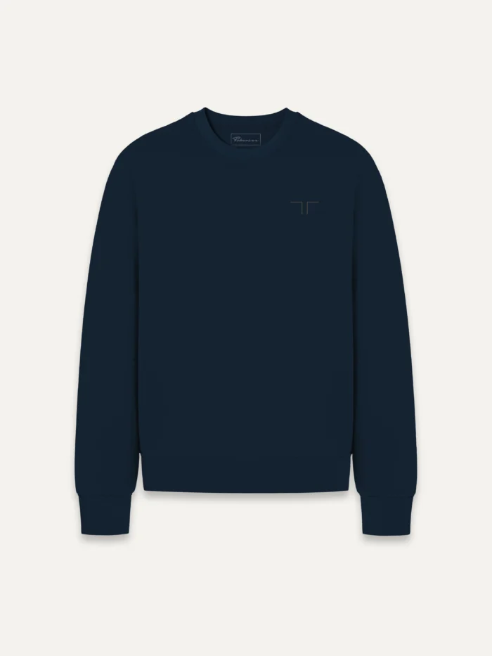 Shared Count French Navy sweatshirt with minimal paired chest signal